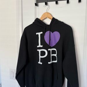 Black Hoodie with Purple Heart Graphic